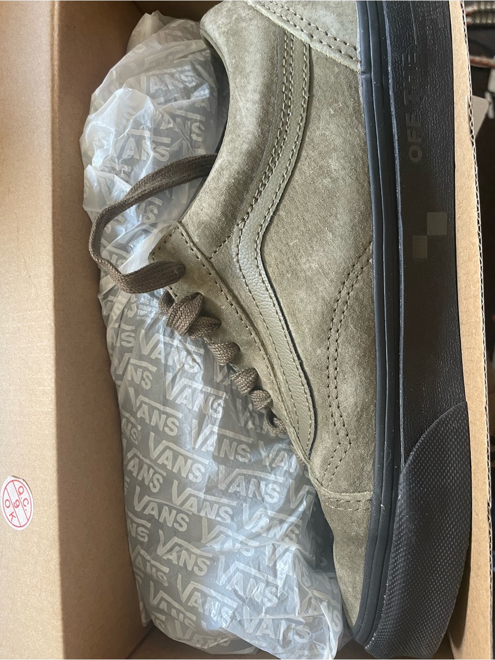 Vans Olive Suede Low-Top Sneakers with Black Sole